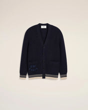 Charger l'image dans la galerie, AMI Cardigan Collège en Laine Bleu Marine