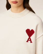 Charger l'image dans la galerie, AMI Femme Pull Ami de Coeur en Laine Ecru Noir Rouge