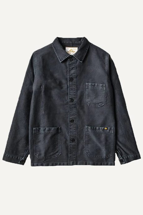 Le Mont Saint Michel Veste de Travail Moleskin Vintage Washed Noir