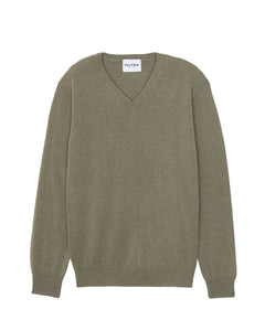 Kujten Pull Vince Cachemire Col V Kaki fonce