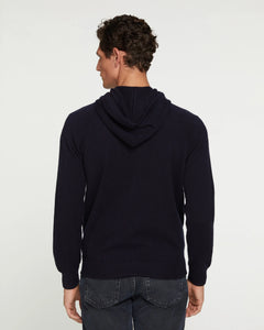 Kujten Gilet Rony Cachemire à Capuche zippé Marine