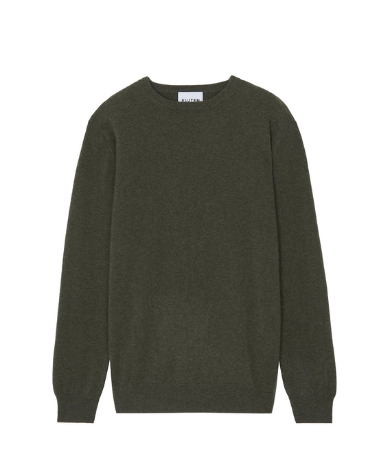 Kujten Pull Ray Cachemire Col rond Kaki fonce