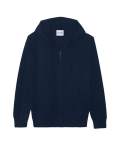 Kujten Gilet Rony Cachemire à Capuche zippé Marine
