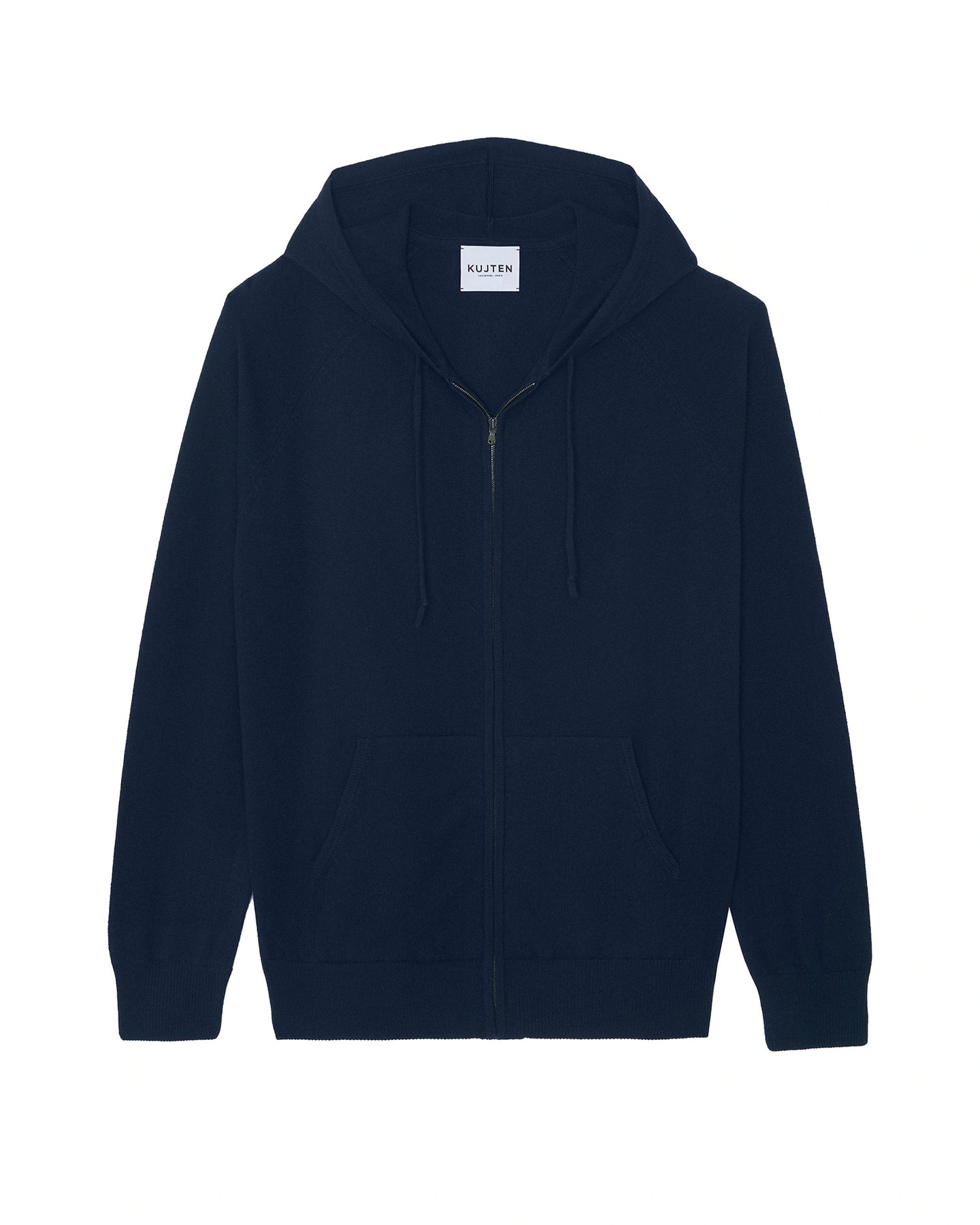Kujten Gilet Rony Cachemire à Capuche zippé Marine