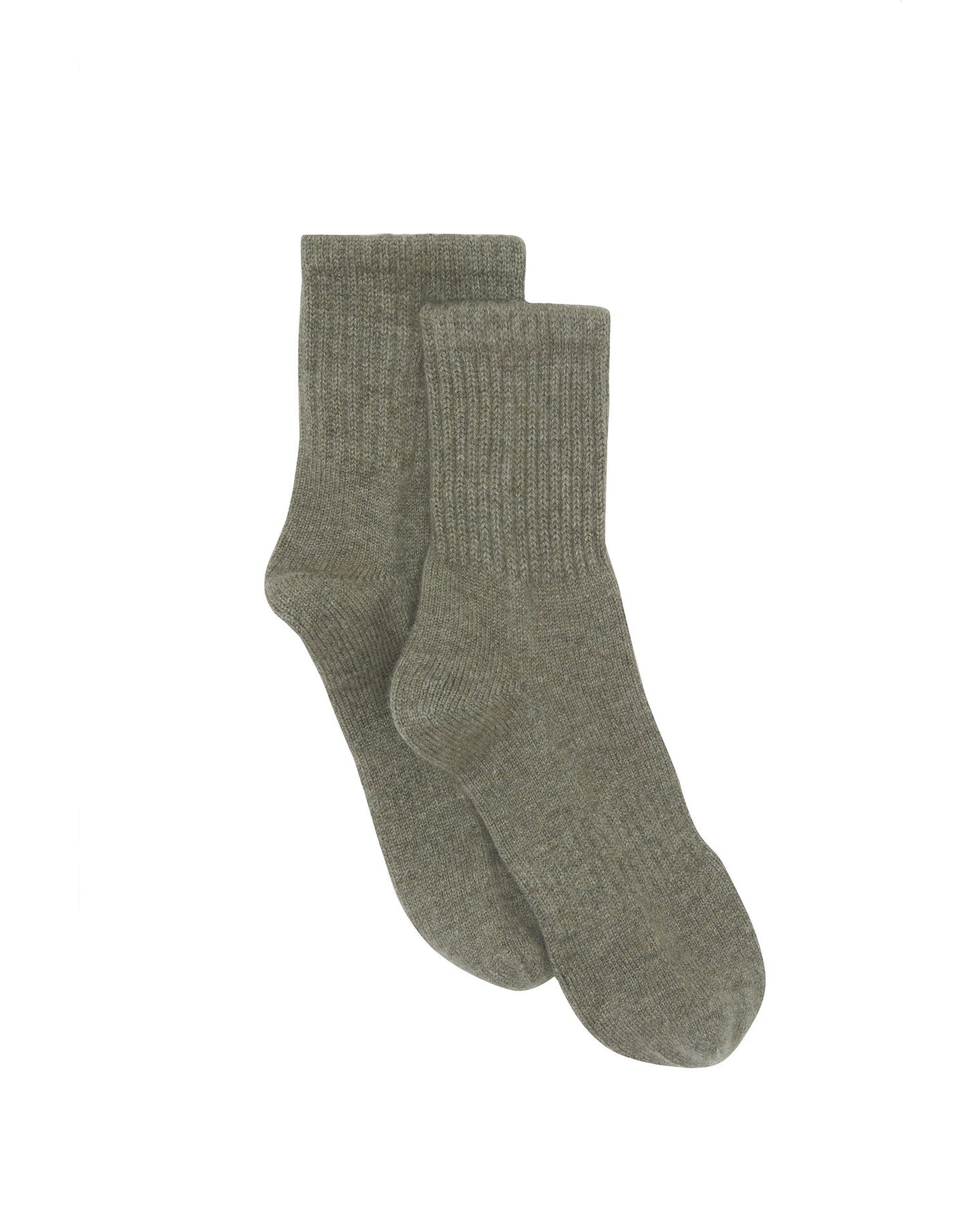 Kujten Chaussettes Cachemire unies Kaki Chine