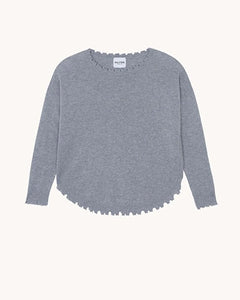 Kujten Pull Mela Cachemire Col Rond Gris Chine