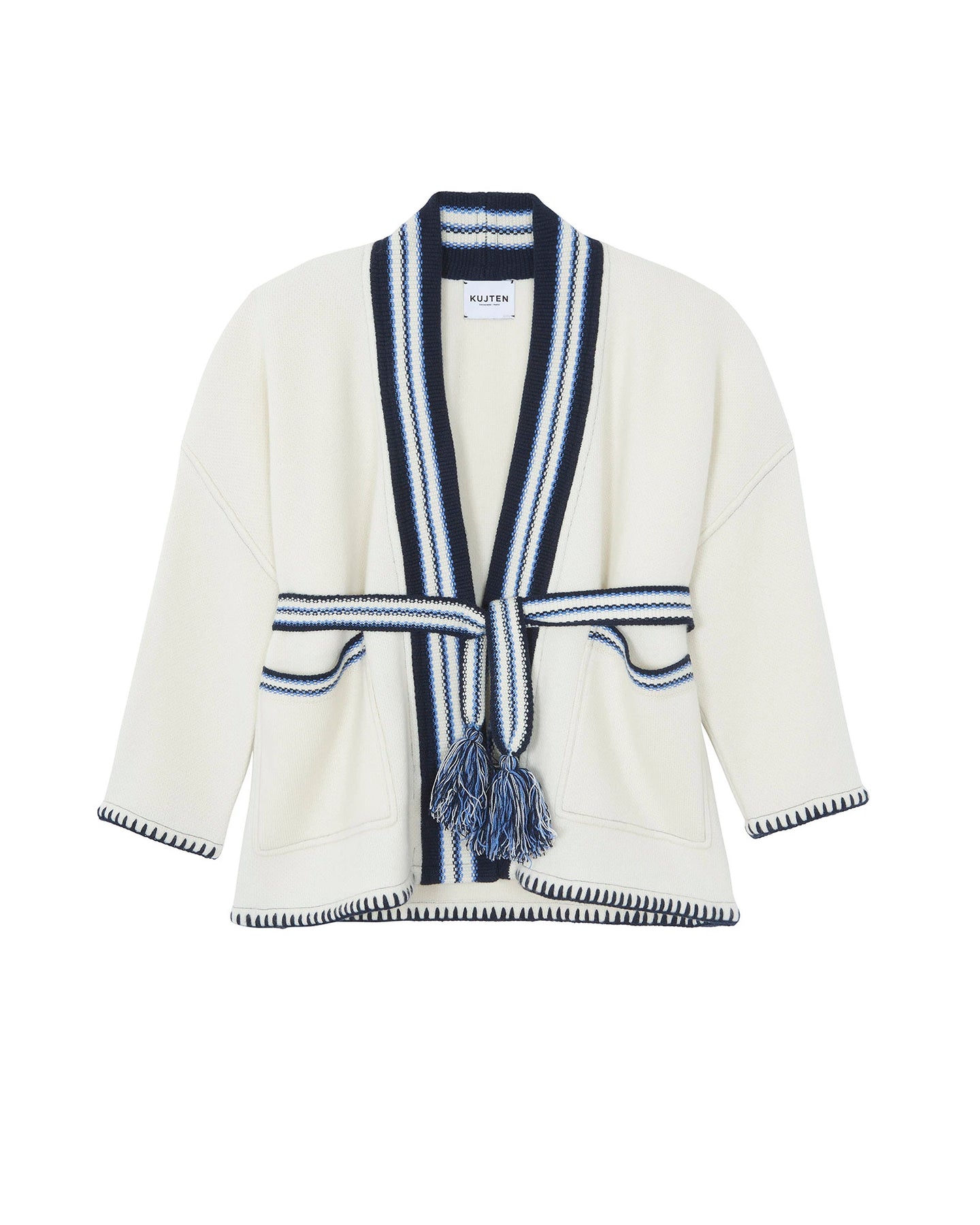Kujten Veste Kimono Michelle Cachemire Blanc vintage