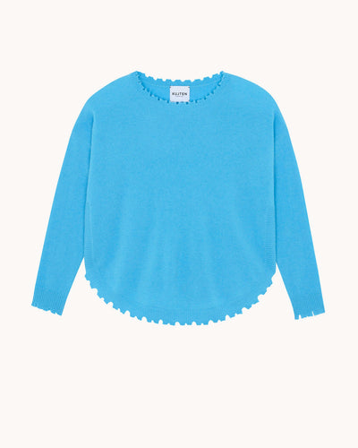 Kujten Pull Mela Cachemire Col Rond Bleu Glacier