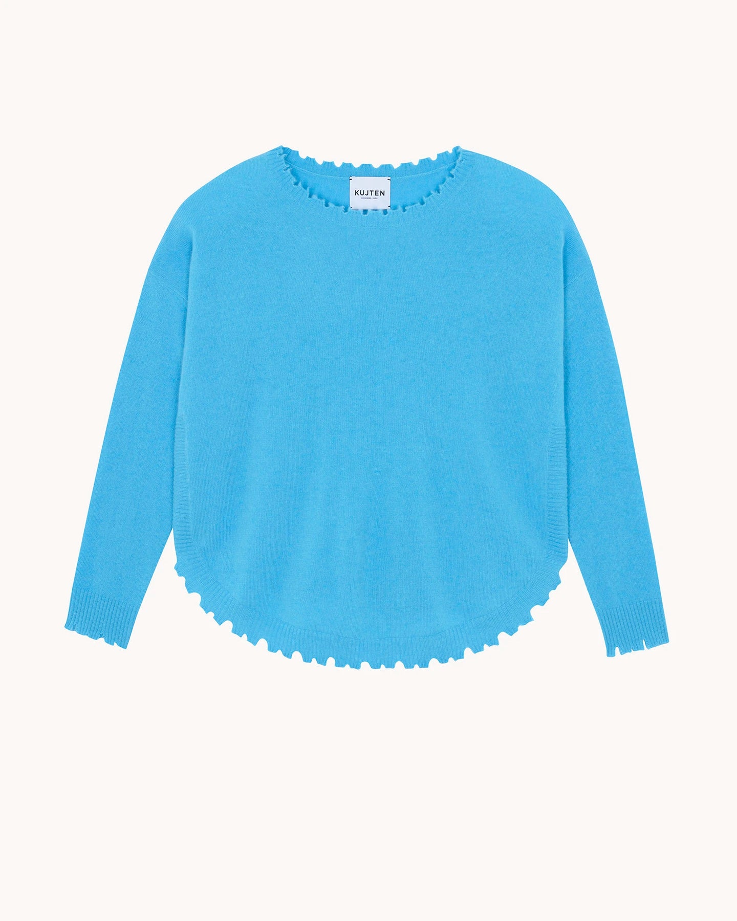 Kujten Pull Mela Cachemire Col Rond Bleu Glacier