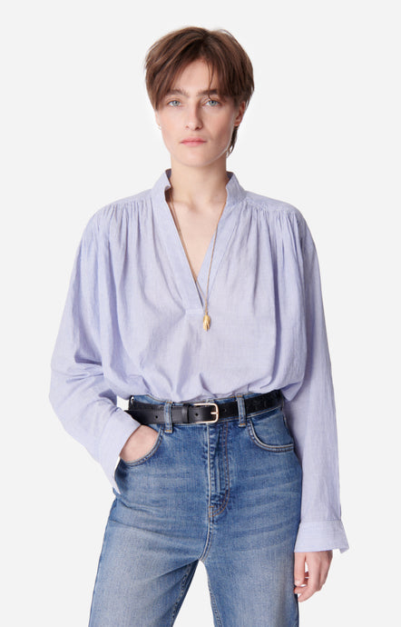 Vanessa bruno Blouse Calvin Col V Blanc Bleu