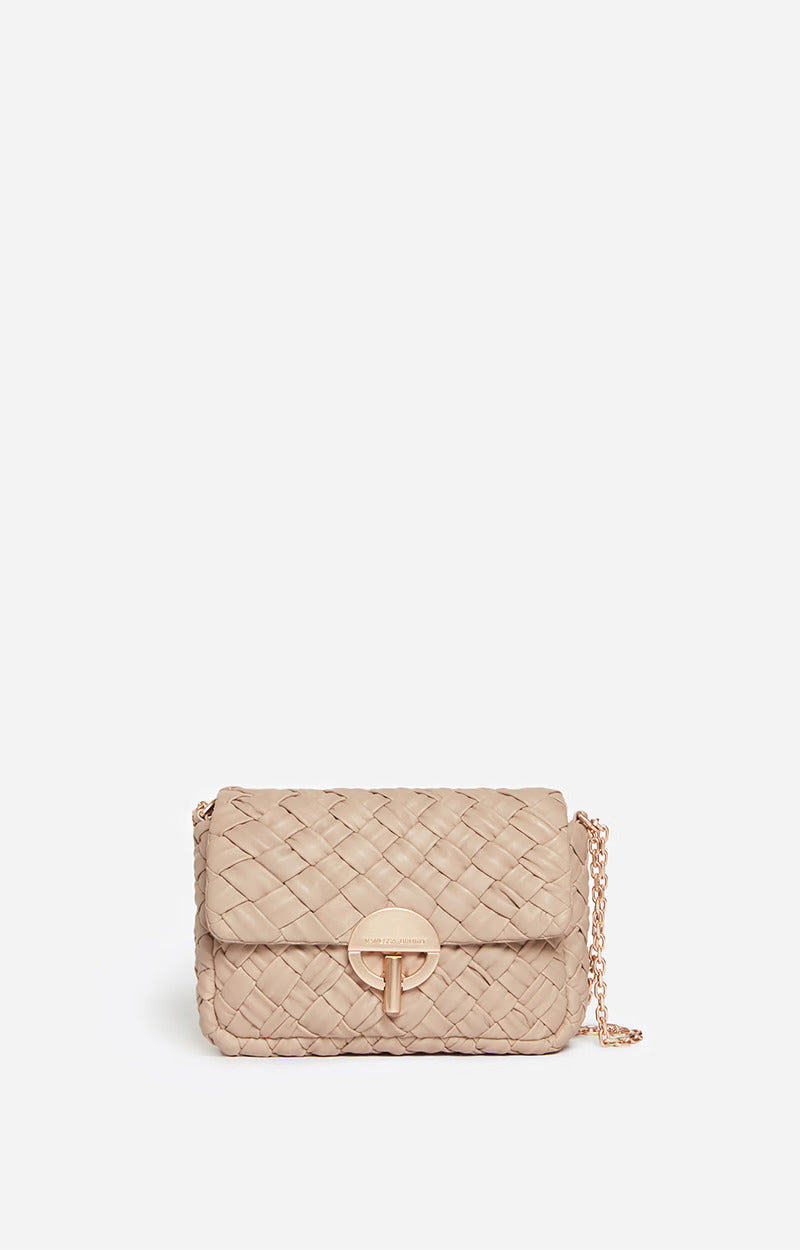 Vanessa bruno Sac Moon en Cuir Tressé Beige