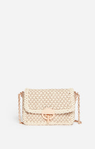 Vanessa bruno Sac Nano Moon en Cuir Tressé Beige Ivoire