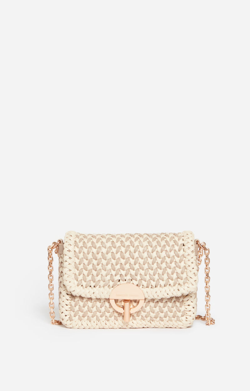 Vanessa bruno Sac Nano Moon en Cuir Tressé Beige Ivoire