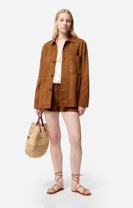 Vanessa bruno Veste Florys en Cuir de chèvre Chocolat
