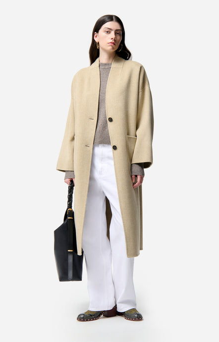 Vanessa bruno Manteau Bachir en Laine Beige Chine