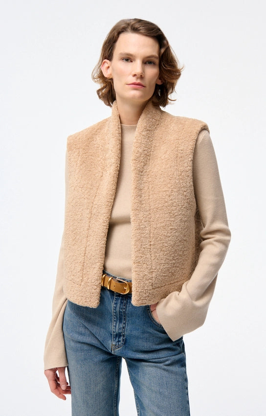 Vanessa bruno Gilet Daman Sans Manches Biscuit