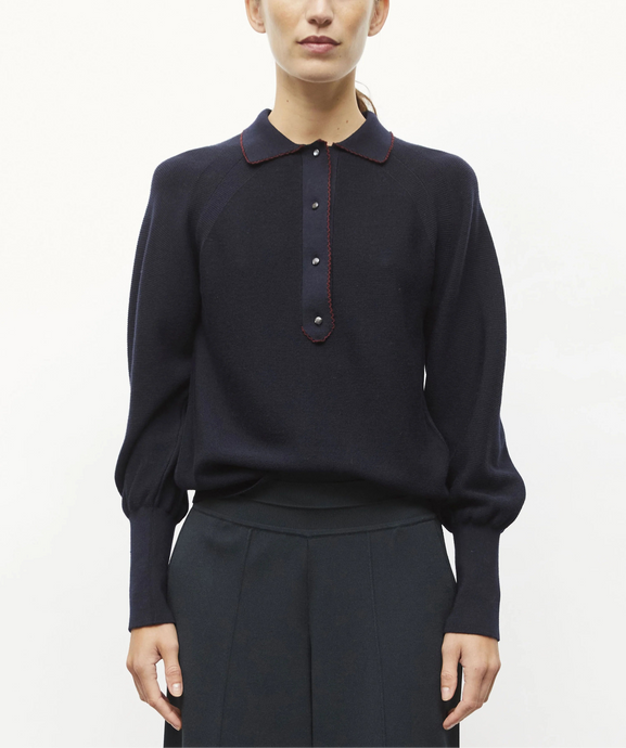 Molli Polo Didi Finition Picots Nuit Amarante