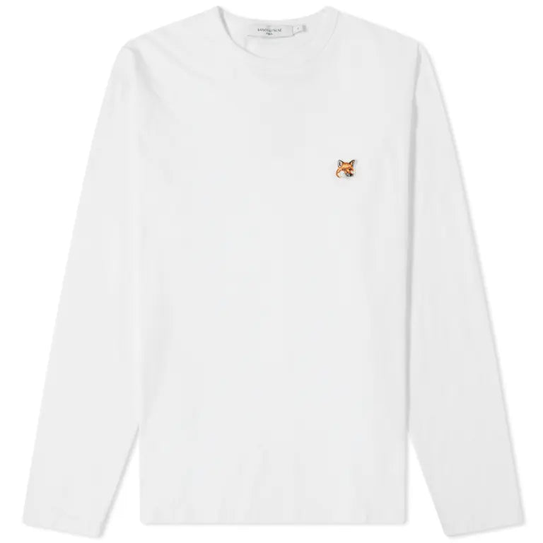 Maison Kitsuné T-shirt Fox Head Manches Longues White