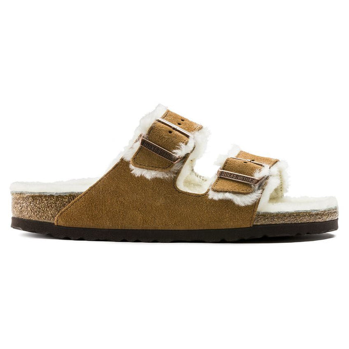 Birkenstock Sandales Arizona Etroite en Fourrure d'Agneau Mink