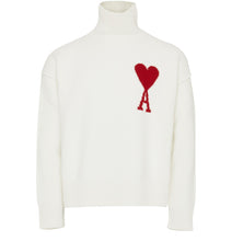 Charger l&#39;image dans la galerie, AMI Pull Col Roulé Boxy Ami de Coeur en Laine Ecru
