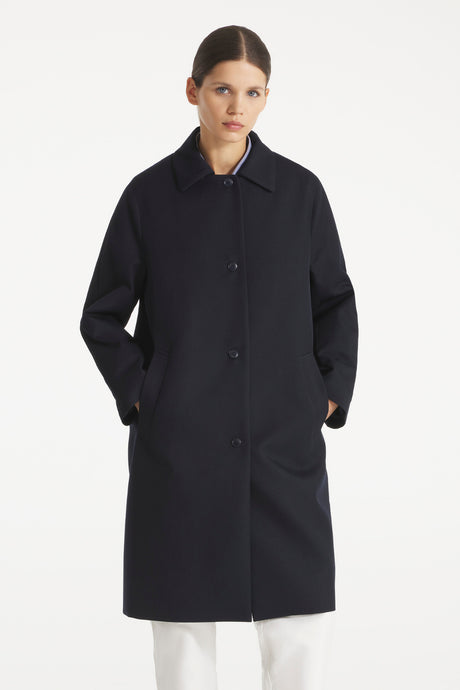 Le Mont Saint Michel Trench Magic en Laine Navy