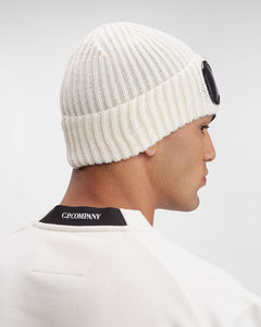 C.P. Company Bonnet Goggle en Laine Gauze white