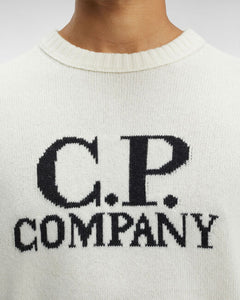 C.P. Company Pull Jacquard Lambswool Gauze white