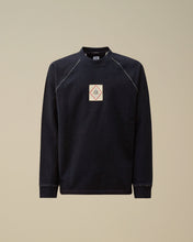 Charger l&#39;image dans la galerie, C.P. Company Sweatshirt Indigo Fleece Vanisé Logo Denim