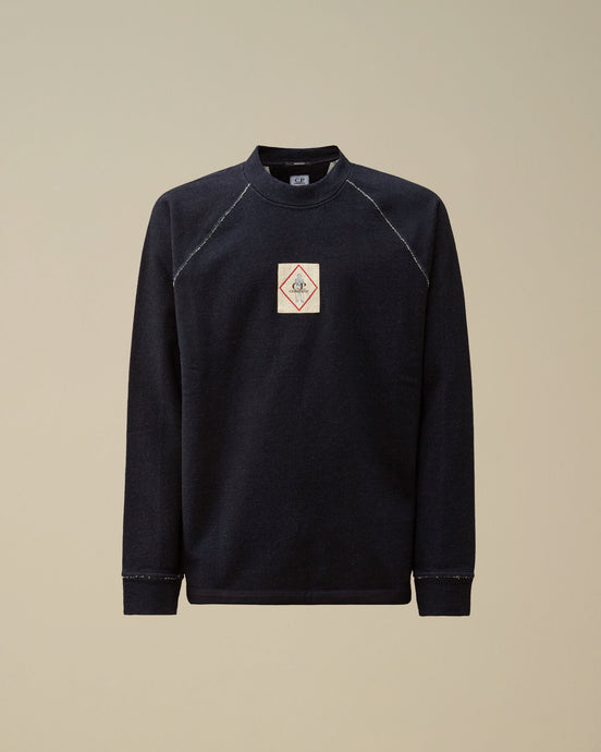 C.P. Company Sweatshirt Indigo Fleece Vanisé Logo Denim