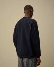 Charger l&#39;image dans la galerie, C.P. Company Sweatshirt Indigo Fleece Vanisé Logo Denim