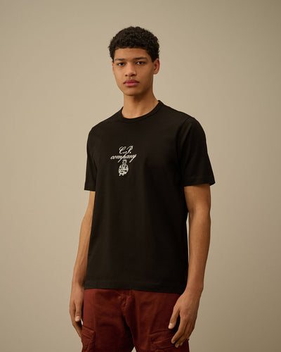 C.P. Company T-shirt Jersey Twisted Embroidery Black