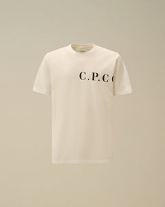 C.P. Company T-shirt Jersey Front Black Logo Gauze White