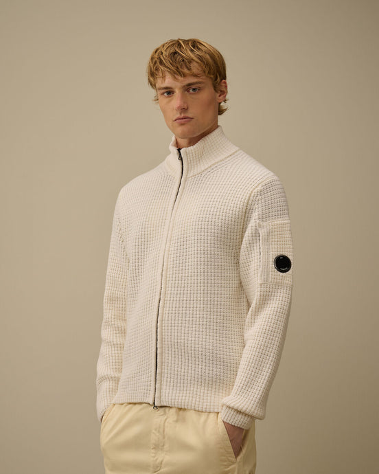 C.P. Company Pull Lambswool GRS Full Zip Gauze White