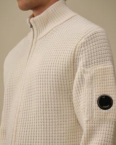 C.P. Company Pull Lambswool GRS Full Zip Gauze White