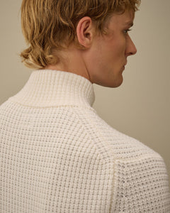 C.P. Company Pull Lambswool GRS Full Zip Gauze White