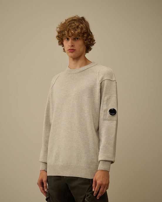 C.P. Company Pull Lambswool GRS Crewneck Off White Melange