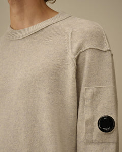 C.P. Company Pull Lambswool GRS Crewneck Off White Melange