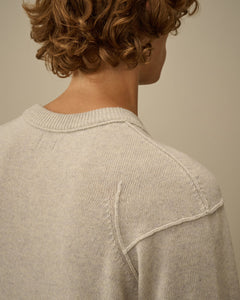 C.P. Company Pull Lambswool GRS Crewneck Off White Melange