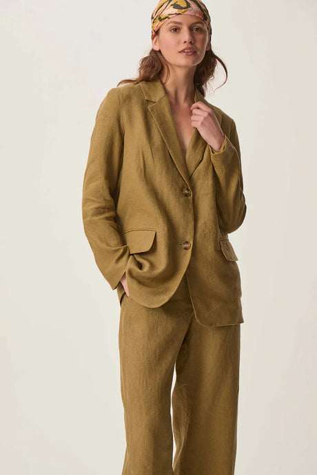 Des Petits Hauts Veste Rob en Lin Olive