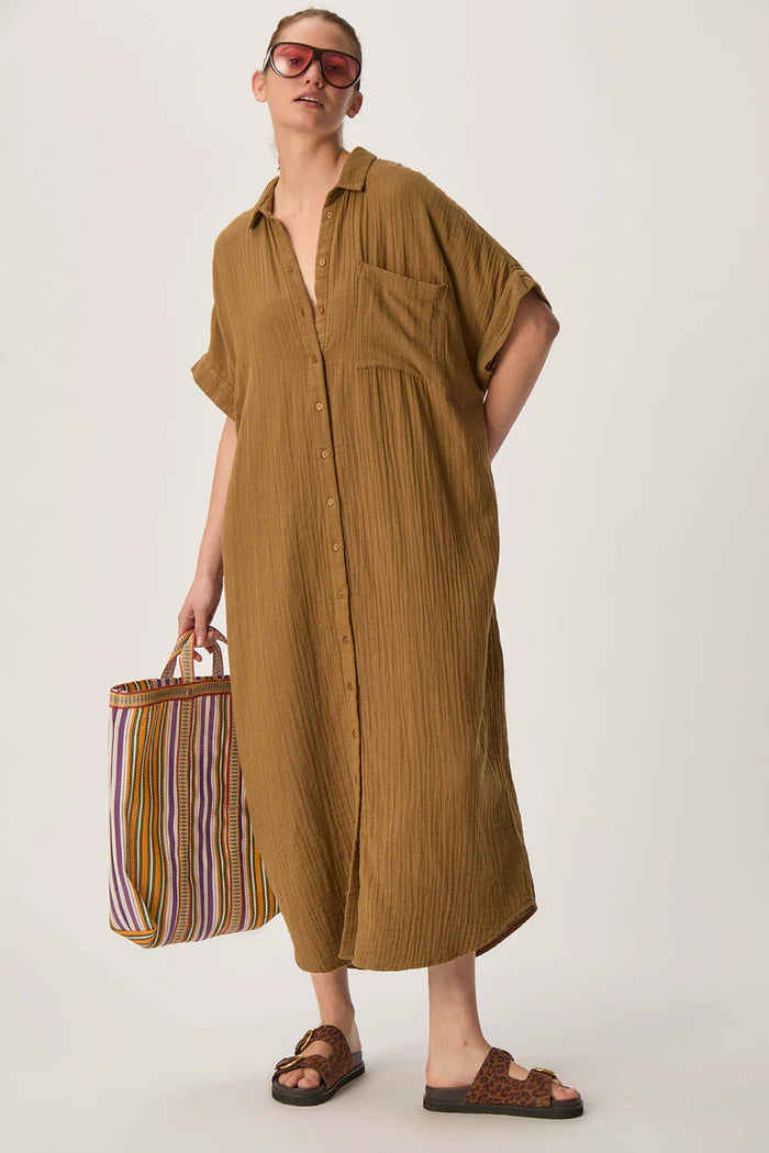 Des Petits Hauts Robe Sophane en Lin Olive