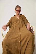 Charger l&#39;image dans la galerie, Des Petits Hauts Robe Sophane en Lin Olive
