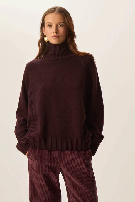 Des Petits Hauts Pull Aramis Col Montant Coffee