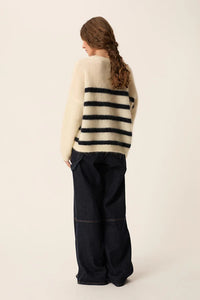 Des Petits Hauts Pull Aleo Kid Mohair Creme Marine