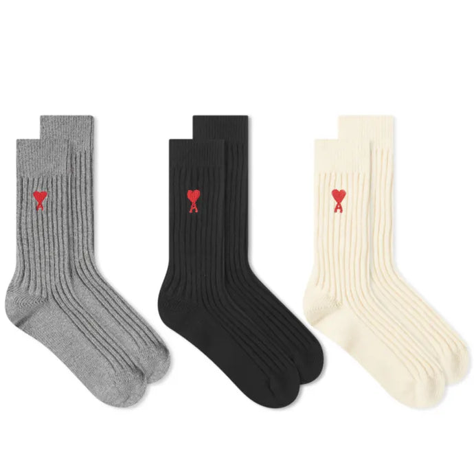 AMI Trio de  Chaussettes Ami de Coeur Ecru