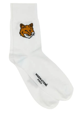 Maison Kitsuné Chaussettes Fox Head White