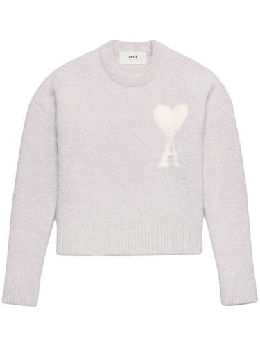 AMI Pull Ami de Coeur en Alpaga Gris perle