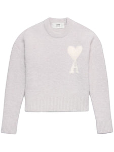 AMI Pull Ami de Coeur en Alpaga Gris perle