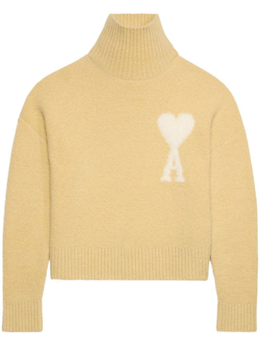 AMI Pull Col Cheminée Ami de Coeur en Alpaga Creme vanille