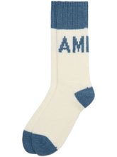 Charger l&#39;image dans la galerie, AMI Chaussettes Logo Ami en Laine Bleu orage