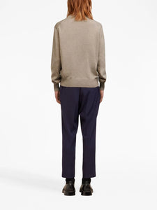 AMI Pull Col Rond en Laine Ami de Coeur Champagne